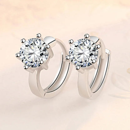 New 925 Sterling Silver Earrings For Women Original Charm Double Hoop Earrings Pave CZ Fine Engagement Anniversary Jewelry Gift