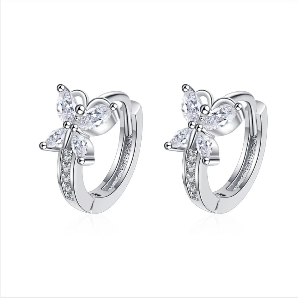 925 Sterling Silver Jewelry Women Fashion Cute Tiny Clear Crystal CZ Stud Earrings Gift for Girls Teens Lady E001