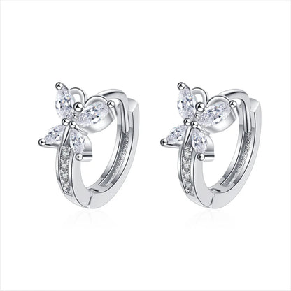 925 Sterling Silver Jewelry Women Fashion Cute Tiny Clear Crystal CZ Stud Earrings Gift for Girls Teens Lady E001