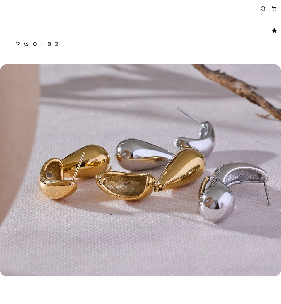 Elysium Charm Stainless Steel Water Drop Teardrop Dangle Earrings Waterproof Metal Statement High Quality Jewelry 18K Gold Plated