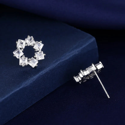 925 Silver Women Hoop Earrings Fashion Pendientes Gift For Female Girl Sparkling Pave CZ U Heart Shape Star Moon Earring E1258