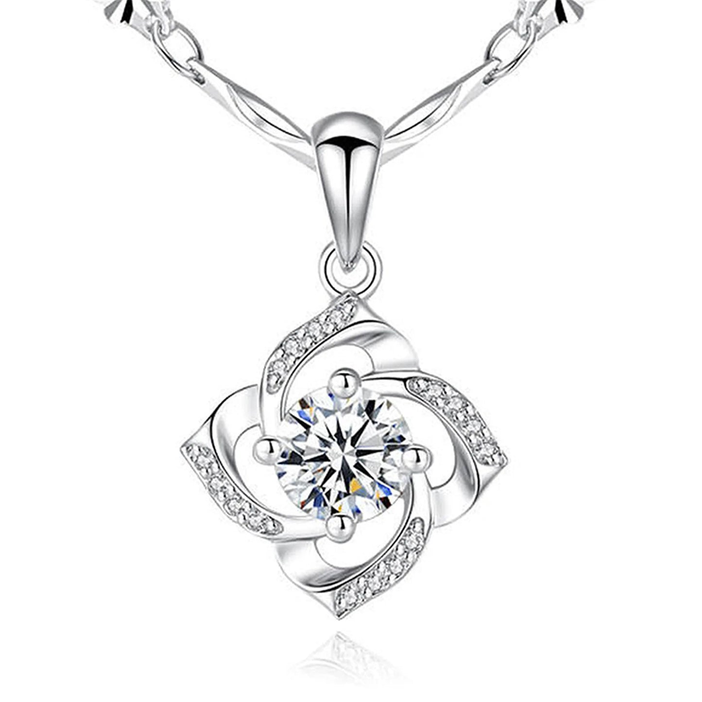 925 Sterling Silver Big Stone Pendant Chain Light Natural Amethyst Necklace for Woman Girl Excellent Jewelry