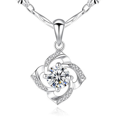 925 Sterling Silver Big Stone Pendant Chain Light Natural Amethyst Necklace for Woman Girl Excellent Jewelry