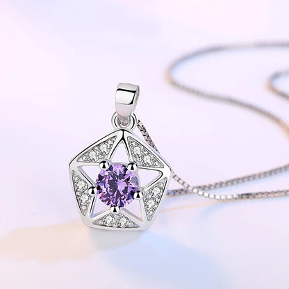 New 925 Sterling Silver Necklace For Women Round Pendent Sparkling Pave CZ Necklace Fashion Anniversary Birthday Jewelry Gifts