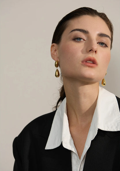 Elysium Charm Stainless Steel Water Drop Teardrop Dangle Earrings Waterproof Metal Statement High Quality Jewelry 18K Gold Plated