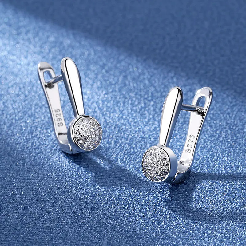 925 Sterling Silver Earrings Jewelry High Quality Retro Simple Pattern Purple White Zircon Earrings Hot Sale