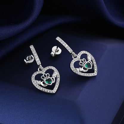 New 925 Silver Women Hoop Earrings Fashion Pendientes Gift For Female Girl Sparkling Pave CZ U Heart Shape Star Moon Earring
