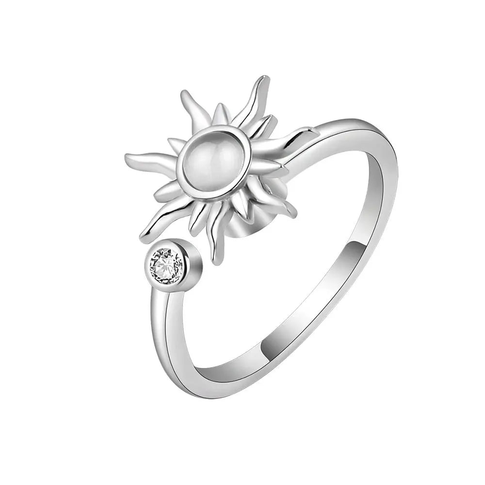 ELYSIUM sunflower fidget ring – rotating relief for daily stress.