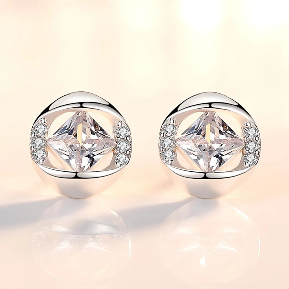 925 Silver Women Hoop Earrings Fashion Pendientes Gift For Female Girl Sparkling Pave CZ U Heart Shape Star Moon