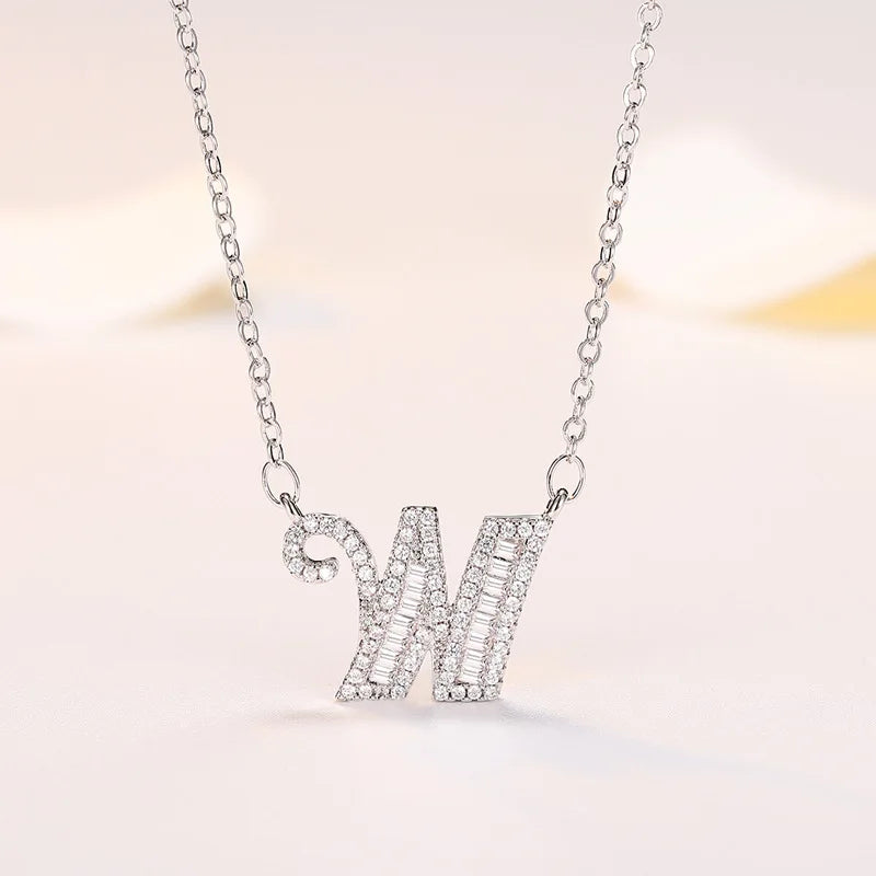 New 925 Sterling Silver 26 letter necklace Personal name handmade jewelry For Women Wedding Charm Fashion