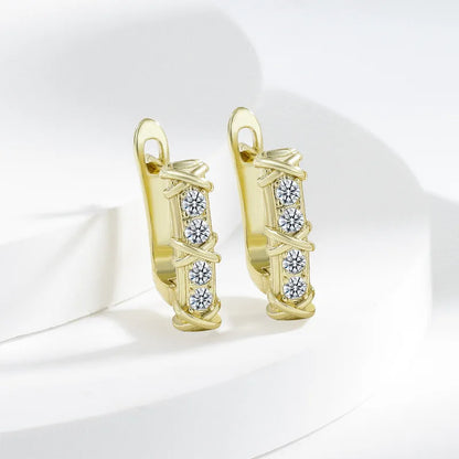 925 Sterling silver needle Earrings Fashion High Quality Jewelry Double Row Crystal Zircon Round Stud H570