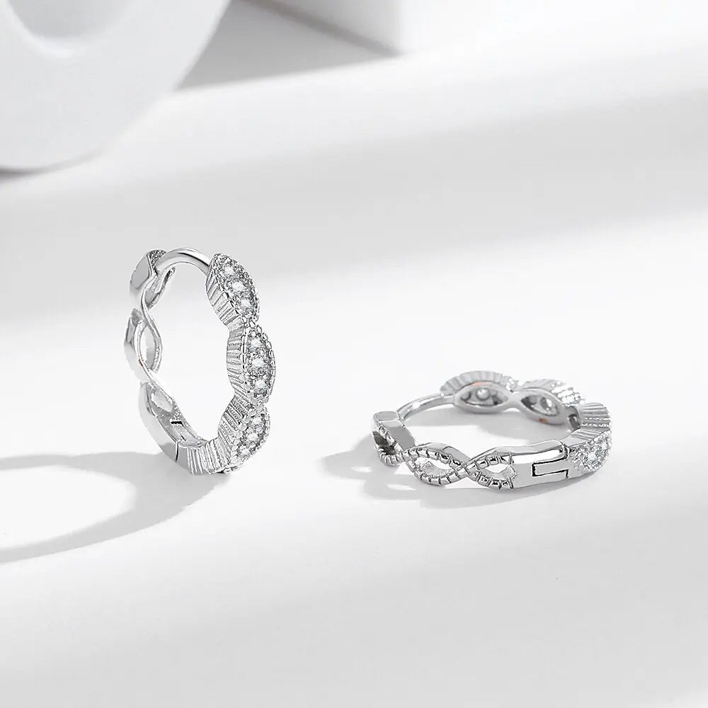 925 Sterling silver needle Earrings Fashion High Quality Jewelry Double Row Crystal Zircon Round Stud H570