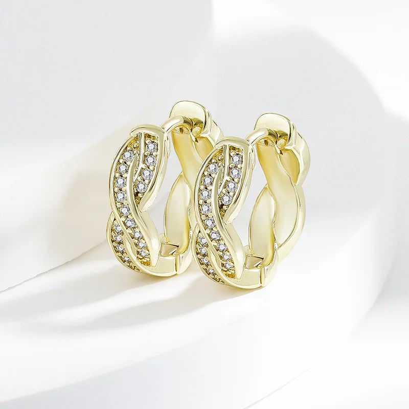 925 Sterling silver needle Earrings Fashion High Quality Jewelry Double Row Crystal Zircon Round Stud H570