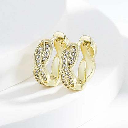 925 Sterling silver needle Earrings Fashion High Quality Jewelry Double Row Crystal Zircon Round Stud H570