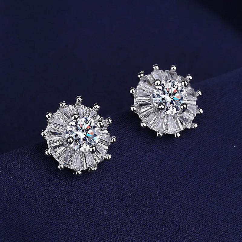 925 Sterling Silver Jewelry Women Fashion Cute Tiny Clear Crystal CZ Stud Earrings Gift for Girls Teens Lady E001