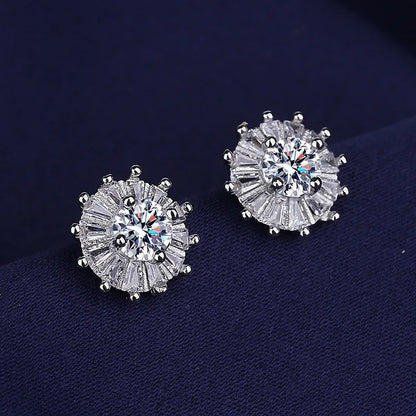 925 Sterling Silver Jewelry Women Fashion Cute Tiny Clear Crystal CZ Stud Earrings Gift for Girls Teens Lady E001