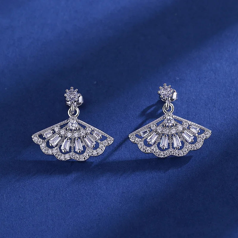 New 925 Silver Women Hoop Earrings Fashion Pendientes Gift For Female Girl Sparkling Pave CZ U Heart Shape Star Moon Earring