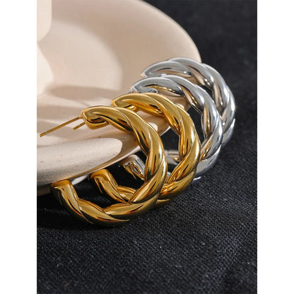 Elysium Stainless Steel C Shape Geometric Twisted Unusual Earrings Gold Silver Color Metal Women Daily Wear Jewelry High Quality