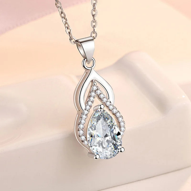 925 Sterling Silver Necklace For Women Round Pendent Sparkling Pave CZ Necklace Fashion Anniversary Birthday Jewelry Gifts