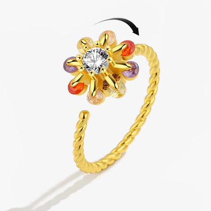 ELYSIUM sunflower fidget ring – rotating relief for daily stress.
