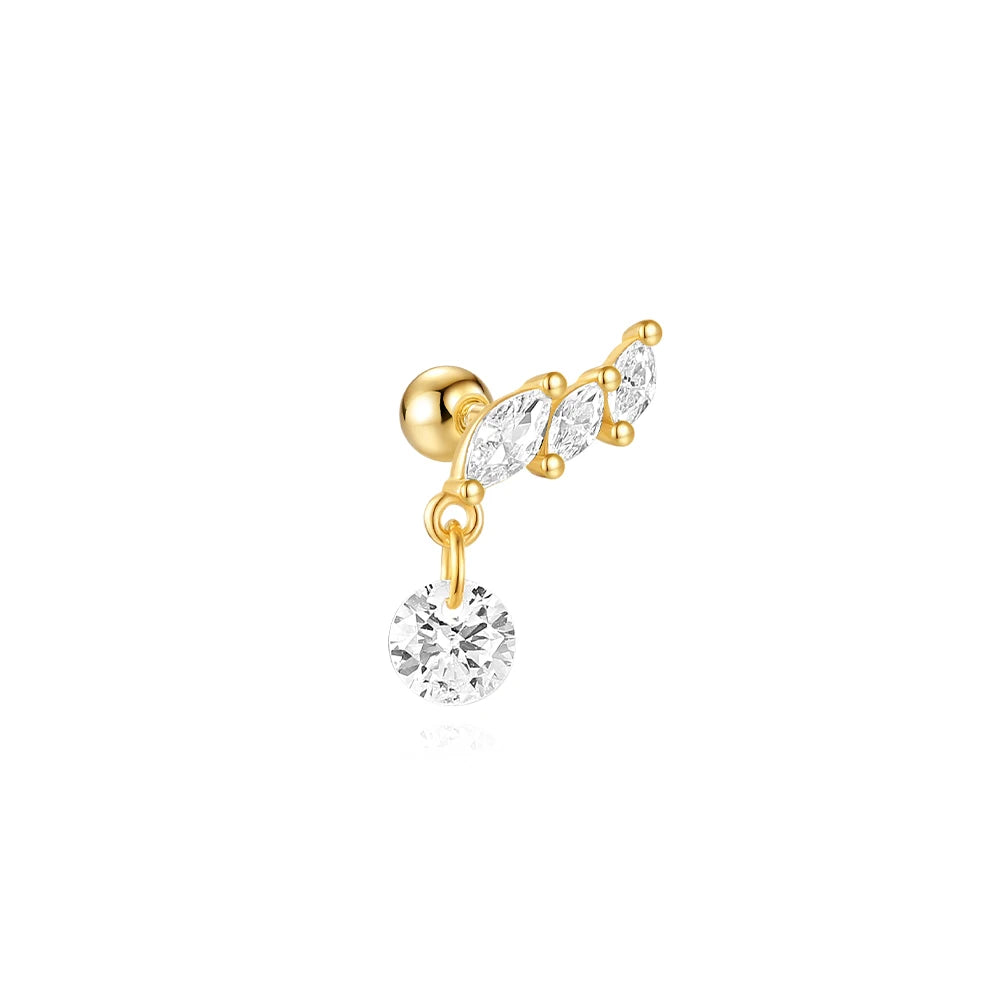 Heart Round Ball Flat Helix Piercing Earring 925 Sterling Silver Ear Studs Geometric Zircon Exquisite Trinket Studs Aretes
