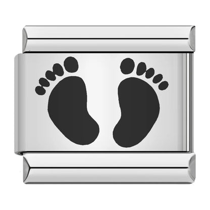 BestFriend Lovers Footprints I Love series Italian Charm Modular Links Fit 9mm Bracelets Stainless Steel Jewelry DIY Hand Making