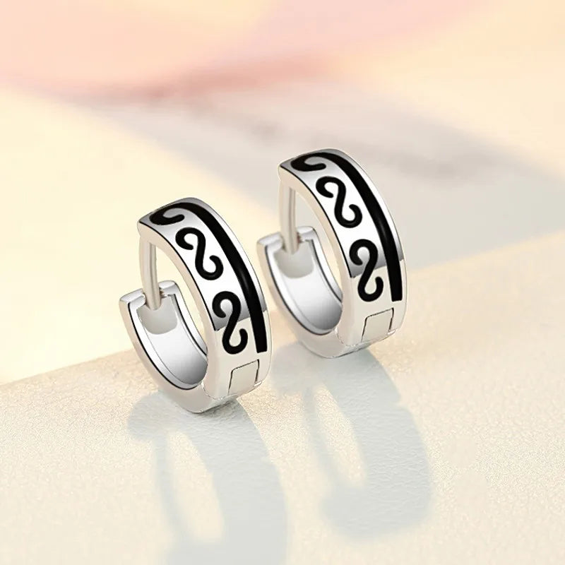 New 925 Sterling Silver Earrings For Women Original Charm Double Hoop Earrings Pave CZ Fine Engagement Anniversary Jewelry Gift