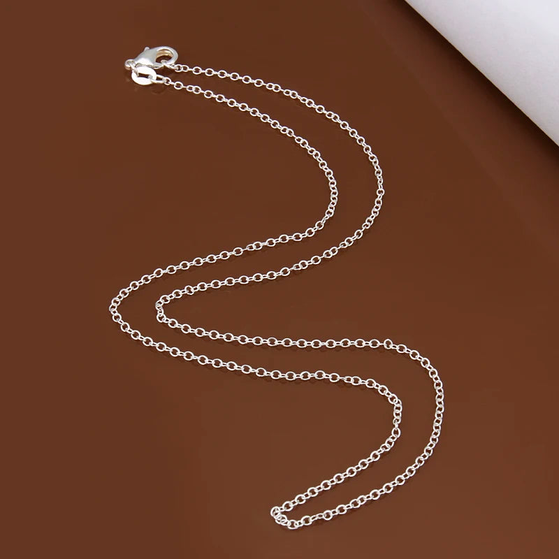 wholesale 925 Sterling Silver Chain necklace,Fashion Men/Women DIY Jewelry Rolo Chain 1mm Necklace 16 18 20 22 24"