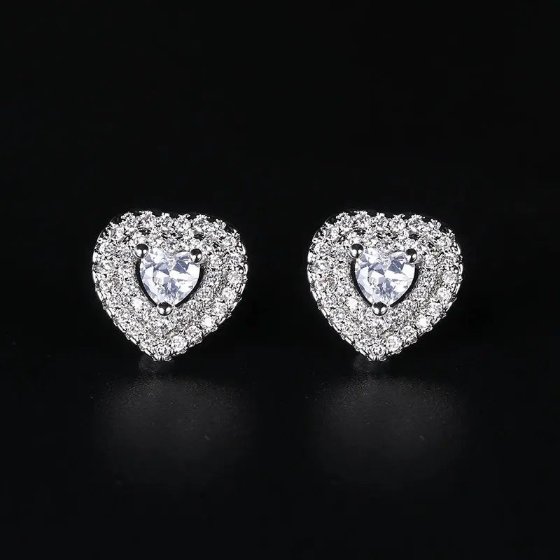 925 Silver Women Hoop Earrings Fashion Pendientes Gift For Female Girl Sparkling Pave CZ U Heart Shape Star Moon Earring E1258