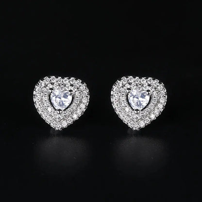 925 Silver Women Hoop Earrings Fashion Pendientes Gift For Female Girl Sparkling Pave CZ U Heart Shape Star Moon Earring E1258