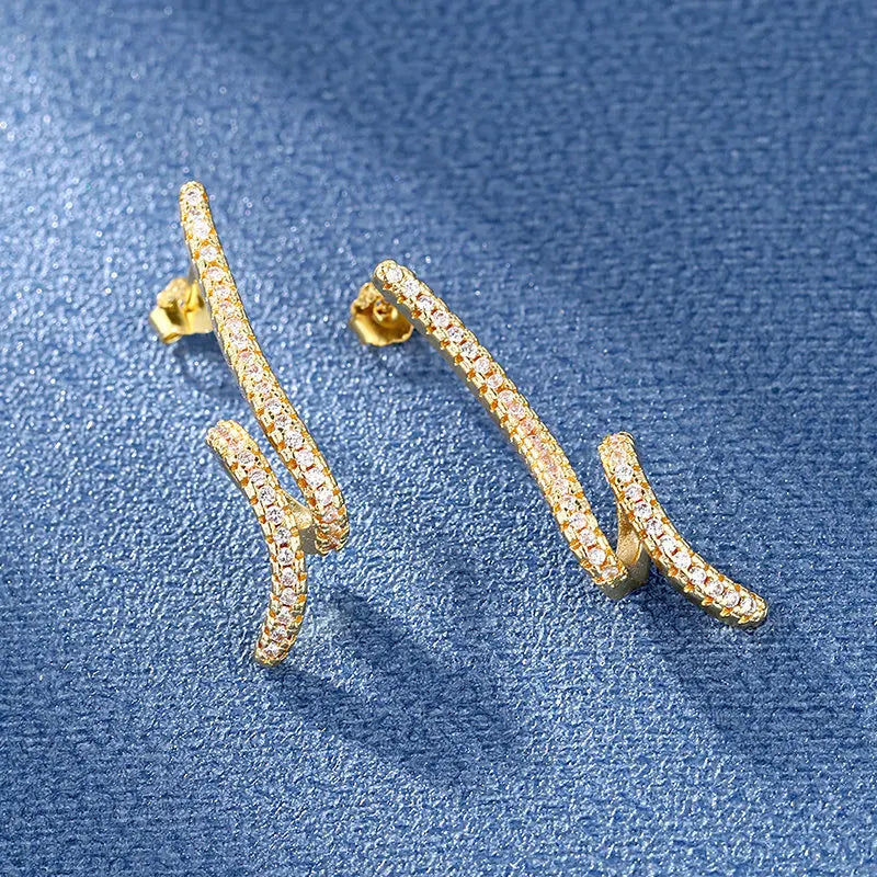 925 Silver Women Hoop Earrings Fashion Pendientes Gift For Female Girl Sparkling Pave CZ U Heart Shape Star Moon Earring E1258