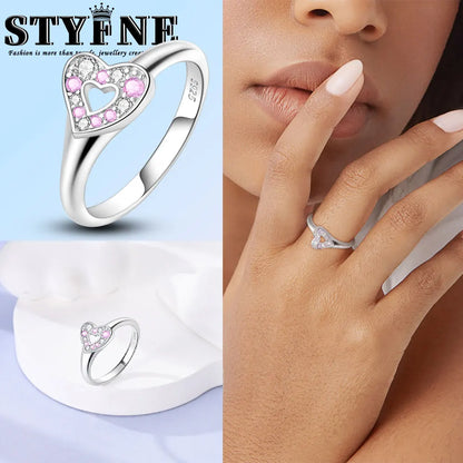 Ring 925 Sterling Silver Heart, Red, Pink, White, Blue Ring for Women Holiday Jewelry Gift