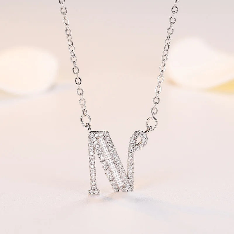 New 925 Sterling Silver 26 letter necklace Personal name handmade jewelry For Women Wedding Charm Fashion