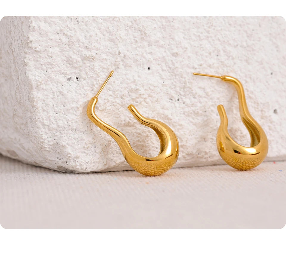 Elysium Statement Metal Geometric Stainless Steel Waterproof Unusual Earrings Personalized 18k Gold Color Fashion Jewelry Women