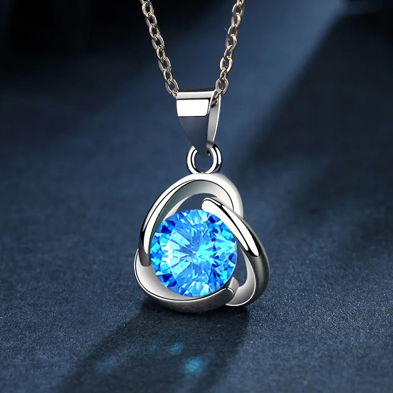 925 Sterling Silver Necklace For Women Round Pendent Sparkling Pave CZ Necklace Fashion Anniversary Birthday Jewelry Gifts