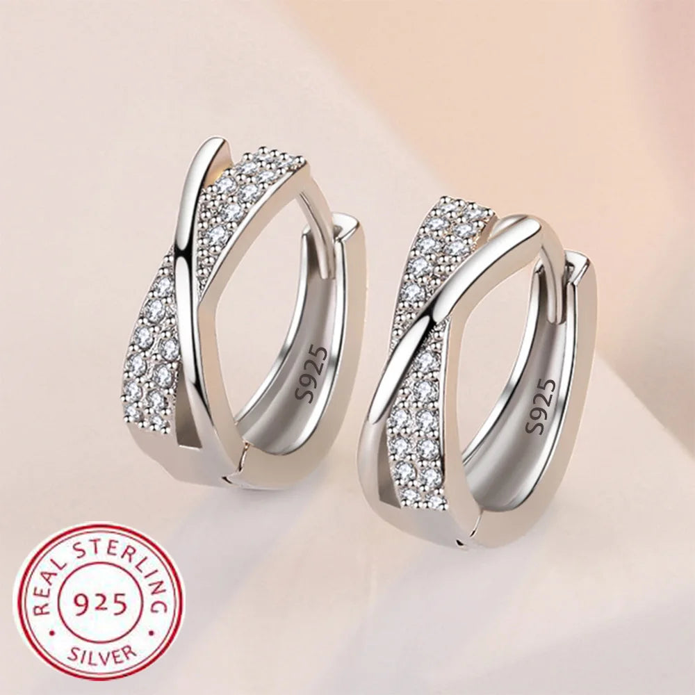 925 Sterling Silver Bow Pattern Stud Earrings For Women Girls Wedding Dating Engagement Jewelry Accessory Hot Sale