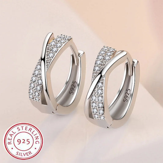 925 Sterling Silver Bow Pattern Stud Earrings For Women Girls Wedding Dating Engagement Jewelry Accessory Hot Sale