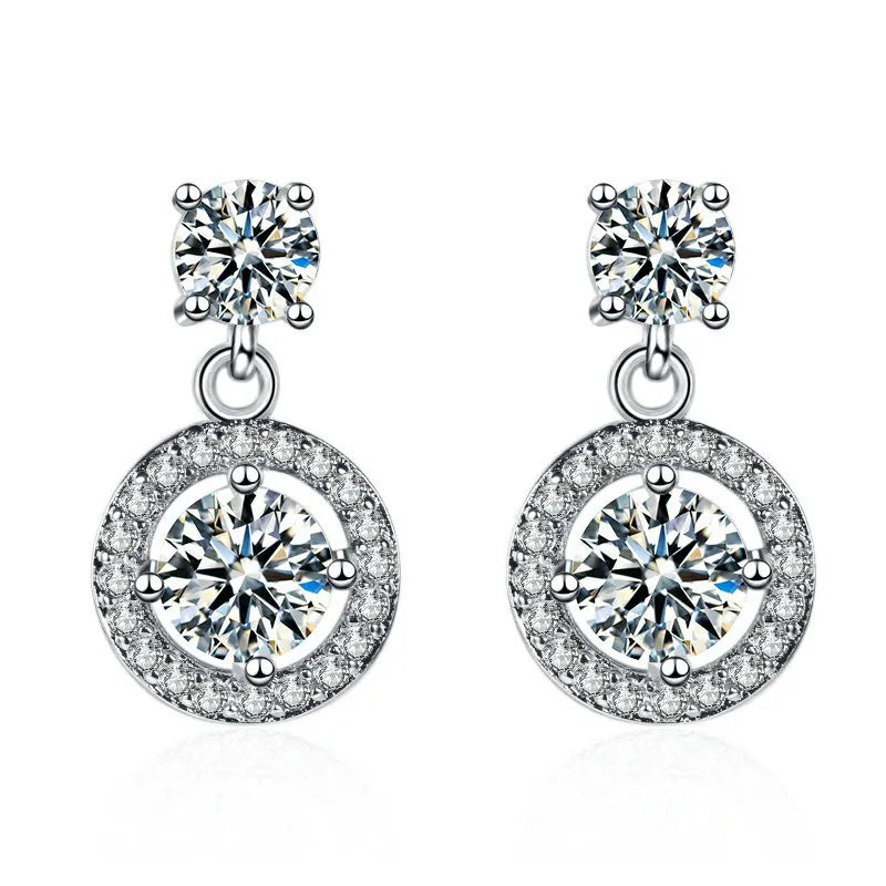 925 Sterling Silver Jewelry Women Fashion Cute Tiny Clear Crystal CZ Stud Earrings Gift for Girls Teens Lady E001