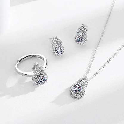 925 Sterling Silver Jewelry Sets For Women Heart Zircon Ring Earrings Necklace Wedding Bridal Elegant Christmas