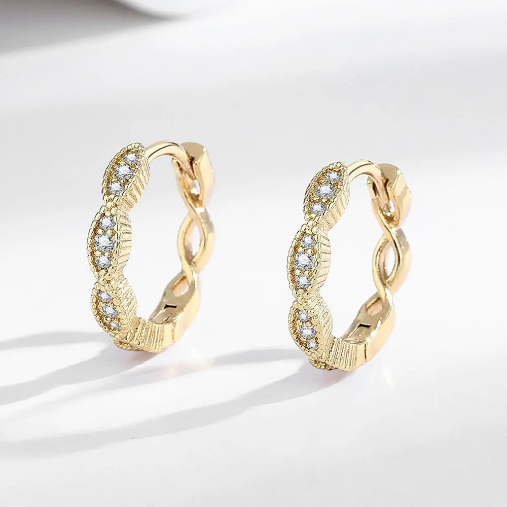 925 Sterling silver needle Earrings Fashion High Quality Jewelry Double Row Crystal Zircon Round Stud H570