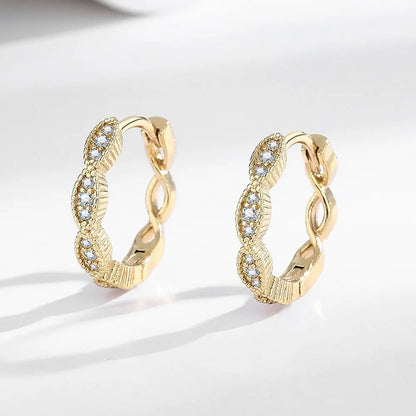 925 Sterling silver needle Earrings Fashion High Quality Jewelry Double Row Crystal Zircon Round Stud H570