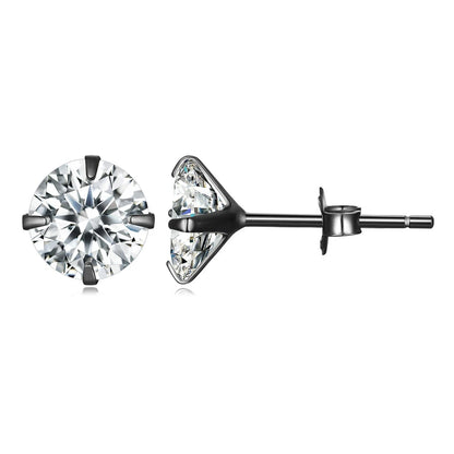 CZ Stud Earrings 925 Sterling Silver Platinum Plated Round Cubic Zirconia Hypoallergenic Earrings 4mm 5mm 6mm 7mm BSE166