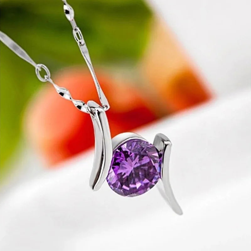 New 925 Sterling Silver Necklace For Women Round Pendent Sparkling Pave CZ Necklace Fashion Anniversary Birthday Jewelry Gifts