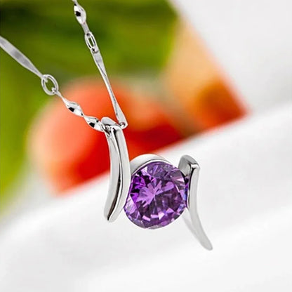 New 925 Sterling Silver Necklace For Women Round Pendent Sparkling Pave CZ Necklace Fashion Anniversary Birthday Jewelry Gifts