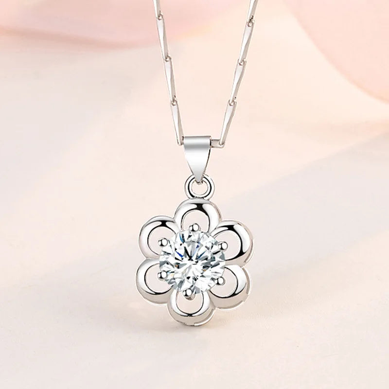 925 Sterling Silver Necklace For Women Round Pendent Sparkling Pave CZ Necklace Fashion Anniversary Birthday Jewelry Gifts