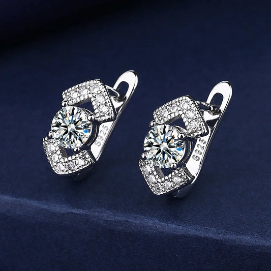 925 Sterling Silver Earrings Jewelry High Quality Retro Simple Pattern Purple White Zircon Earrings Hot Sale