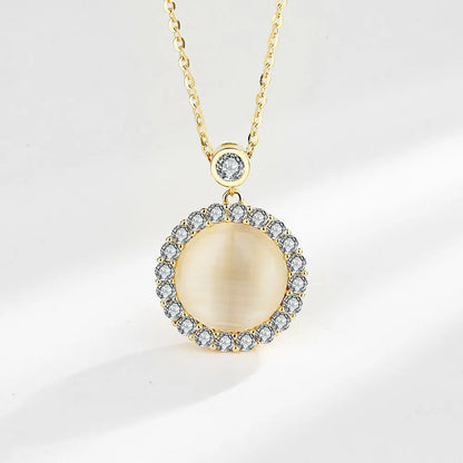 925 Sterling Silver Big Color Stone Pendant Chain Light Crystal Necklace for Women Excellent Jewelry Collarbone Chain 7355