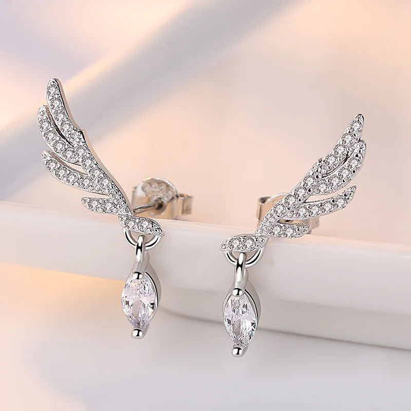 925 Sterling Silver Jewelry Women Fashion Cute Tiny Clear Crystal CZ Stud Earrings Gift for Girls Teens Lady R003