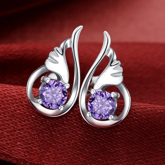 925 Sterling Silver Jewelry Women Fashion Cute Tiny Clear Crystal CZ Stud Earrings Gift for Girls Teens Lady R003
