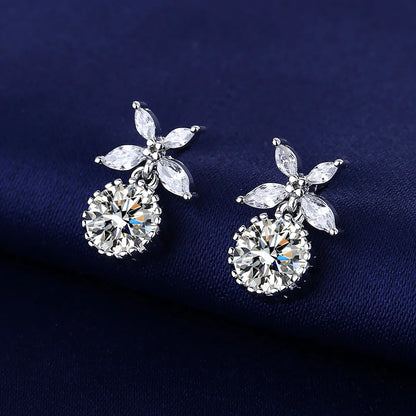 Fine Jewelry 925 Sterling Silver Earrings Inlaid With Zircon Crystal Flower Earrings Charm Jewelry For Women Gift Engagement